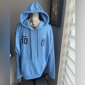 Lionel Messi Argentina #10 Baby Blue/Black Hoodie Men’s Size Large